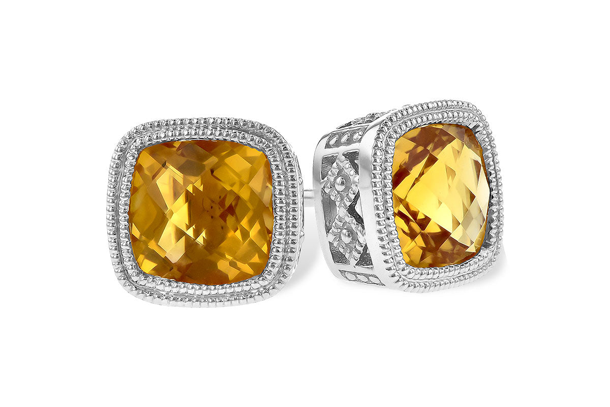 Allison Kaufman Citrine Earrings in 14K White Gold, 1.70 ctw