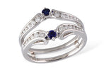 Allison Kaufman Sapphire & Diamond Ring Guard in 14K White Gold, 0.48 ctw