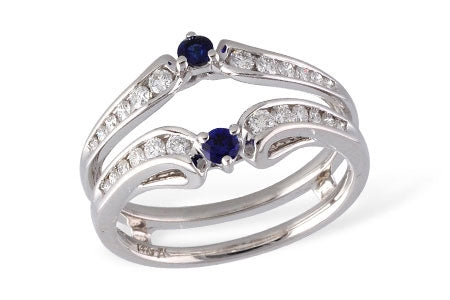 Allison Kaufman Sapphire & Diamond Ring Guard in 14K White Gold, 0.48 ctw