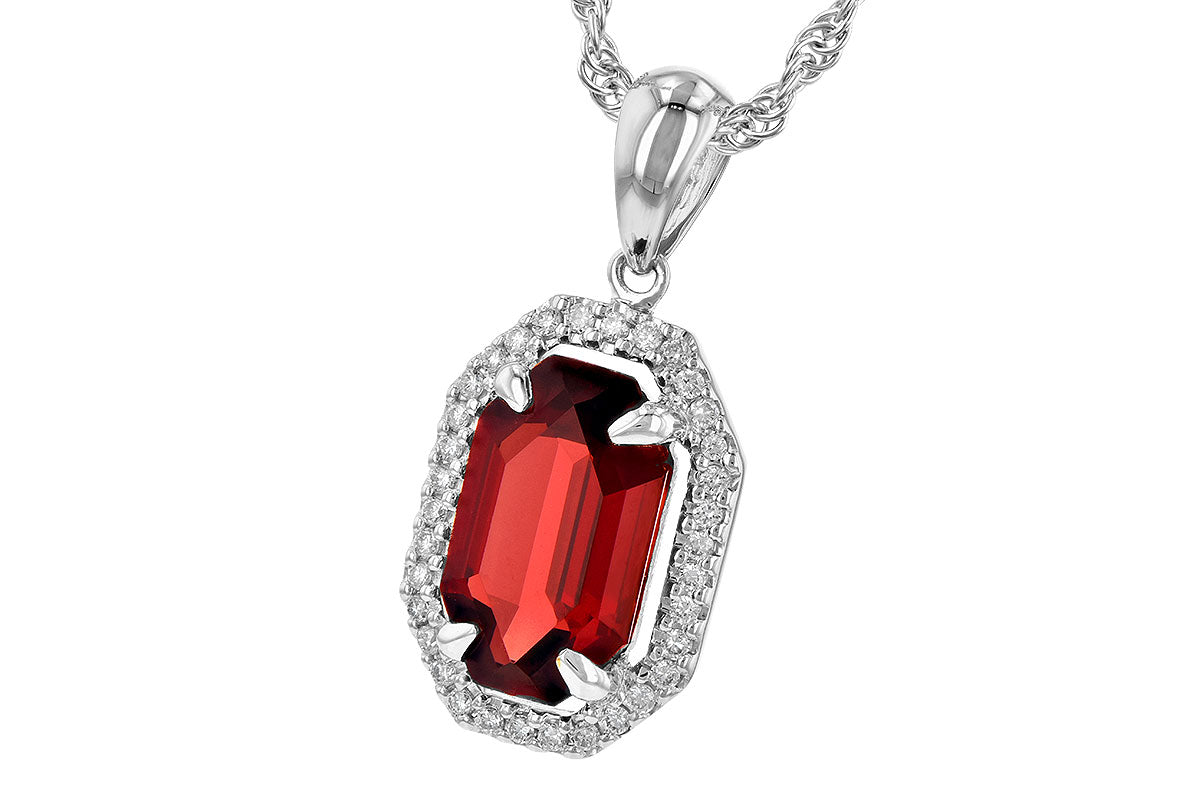 Allison Kaufman Garnet & Diamond Necklace in 14K White Gold, 1.75 ctw, alternate view