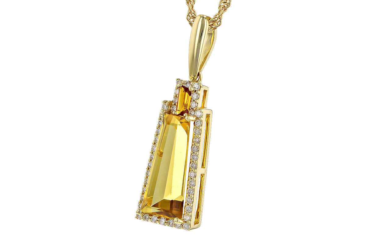 Allison Kaufman Citrine & Diamond Necklace in 14K Yellow Gold, 2.58 ctw, alternate view