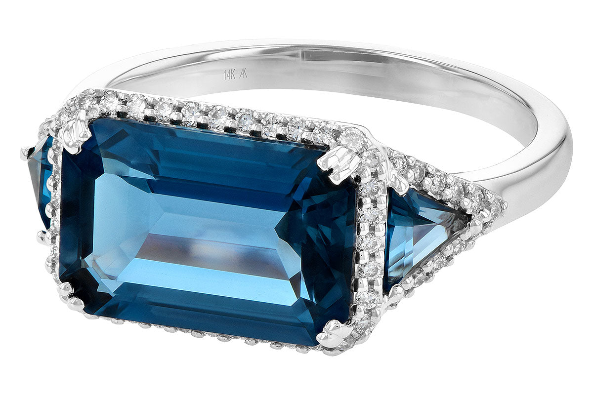 Allison Kaufman London Blue Topaz & Diamond Ring in 14K White Gold, 4.82 ctw, alternate view