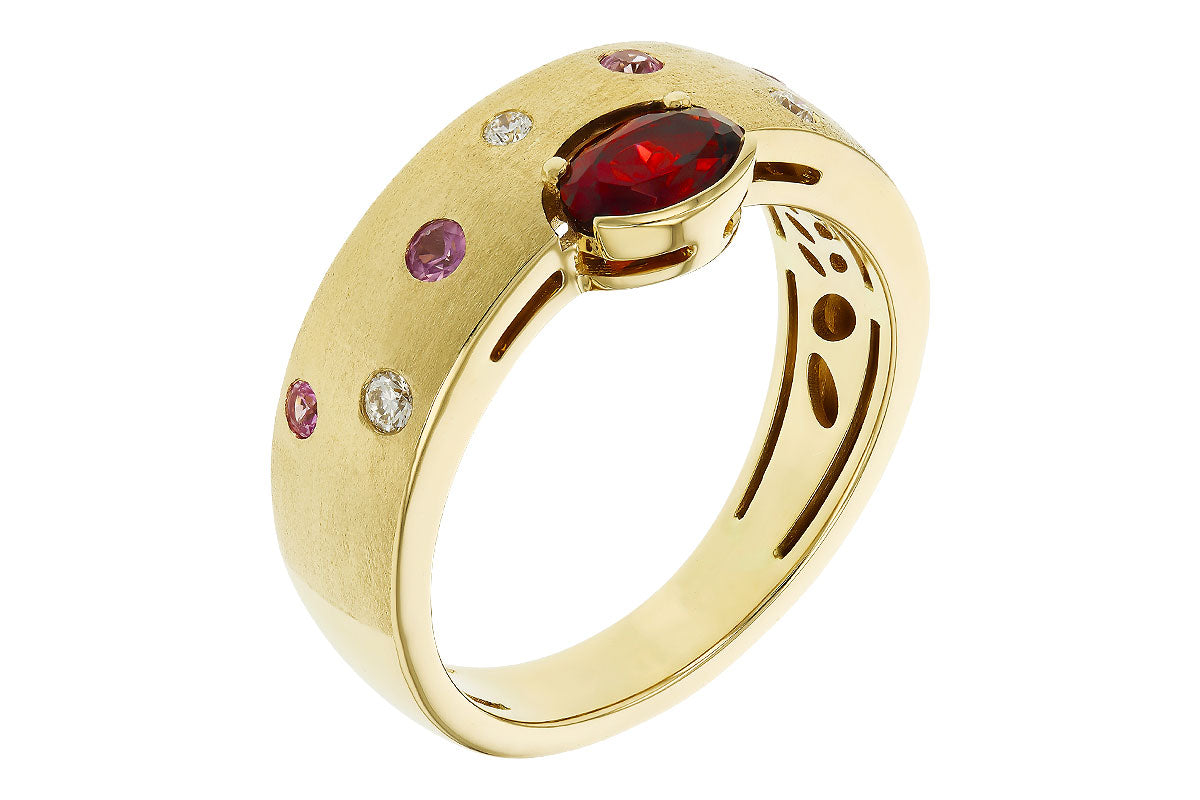 Allison Kaufman Garnet, Pink Sapphire & Diamond Ring in 14K Yellow Gold, 0.66 ctw, alternate view