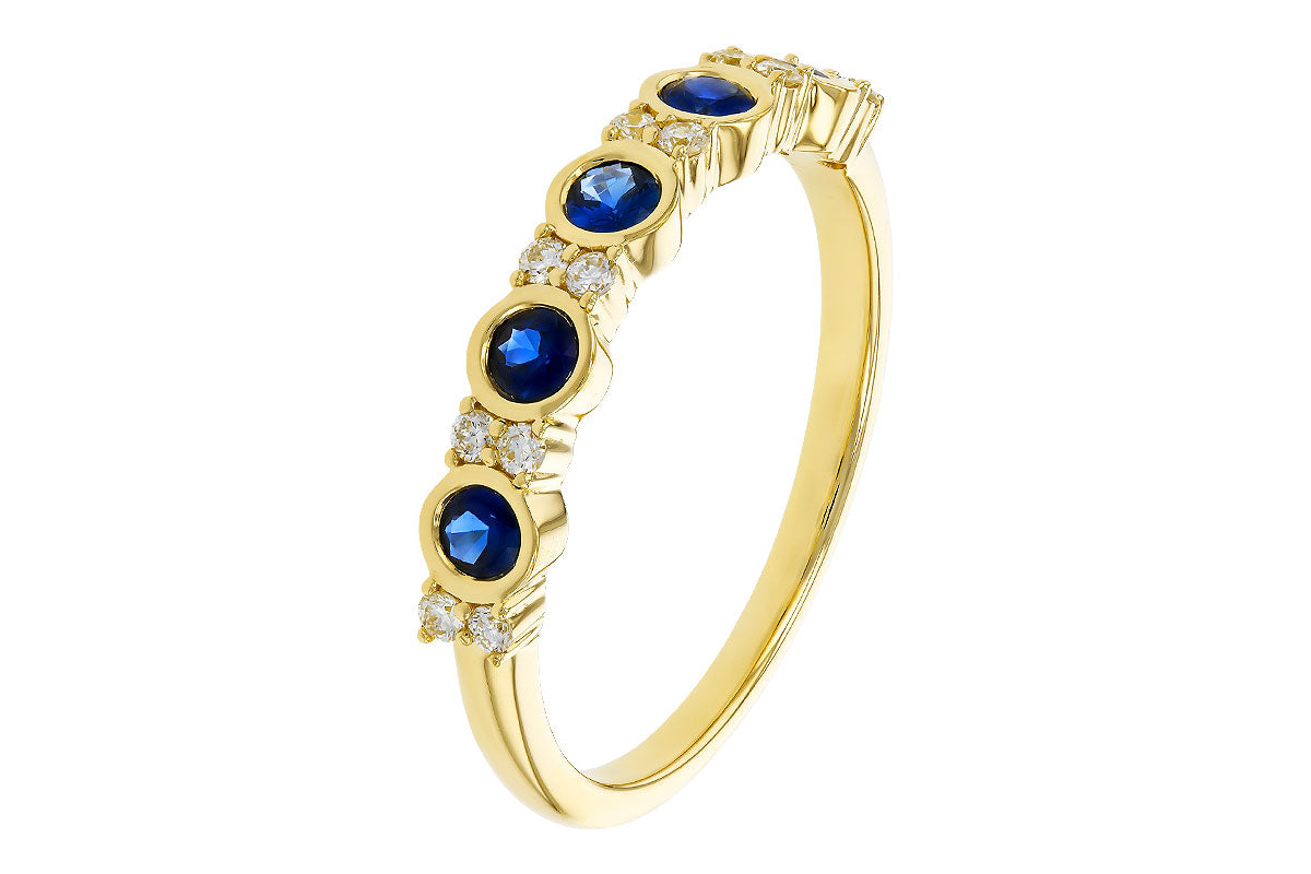 Allison Kaufman Sapphire & Diamond Wedding Band in 14K Yellow Gold, 0.46 ctw, alternate view