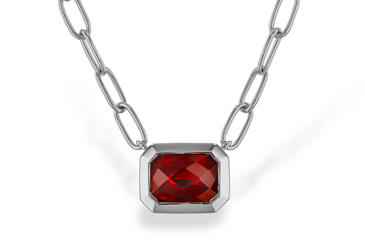 Allison Kaufman Garnet Necklace in 14K White Gold, 1.45 ctw