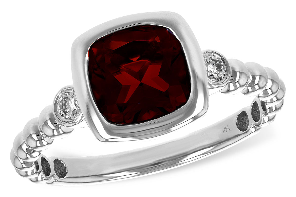 Allison Kaufman Garnet & Diamond Ring in 14K White Gold, 1.60 ctw