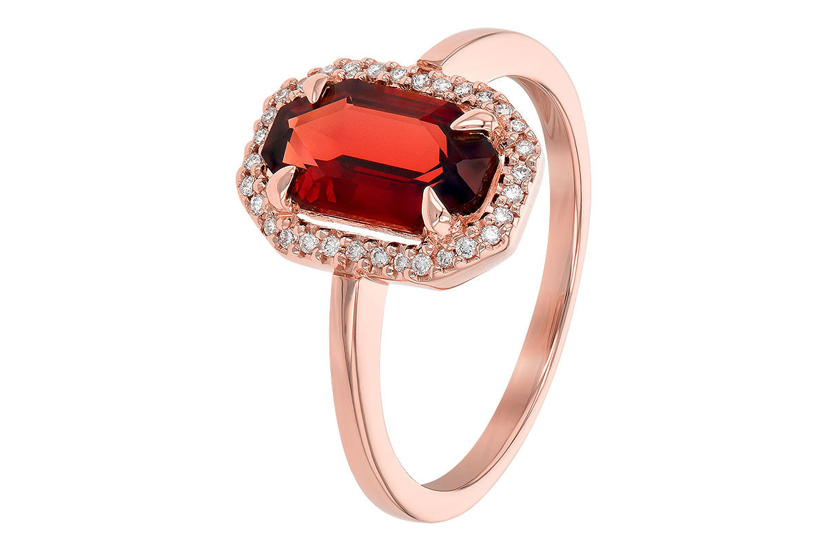 Allison Kaufman Garnet & Diamond Ring in 14K Rose Gold, 1.75 ctw (D5775), alternate view