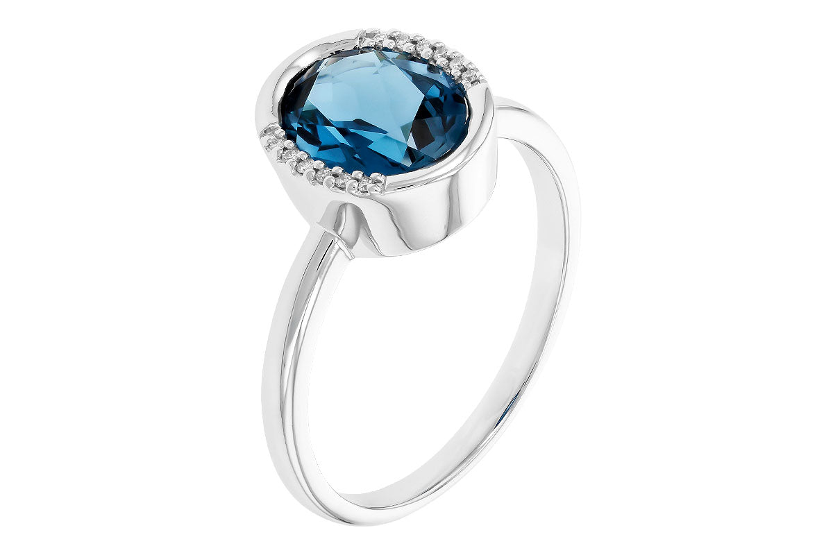 Allison Kaufman London Blue Topaz & Diamond Ring in 14K White Gold, 1.93 ctw, alternate view