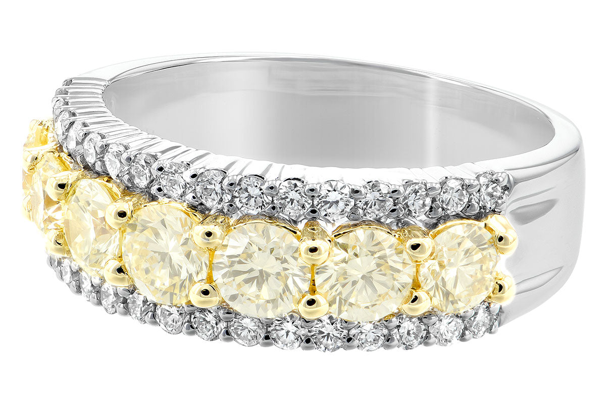 Allison Kaufman Yellow Diamond Wedding Band in 14K Two-Tone Gold, 1.64 ctw, alternate view