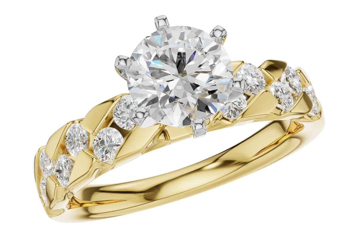 Allison Kaufman Diamond Engagement Ring Semi-Mount in 14K Yellow Gold, 0.56 ctw