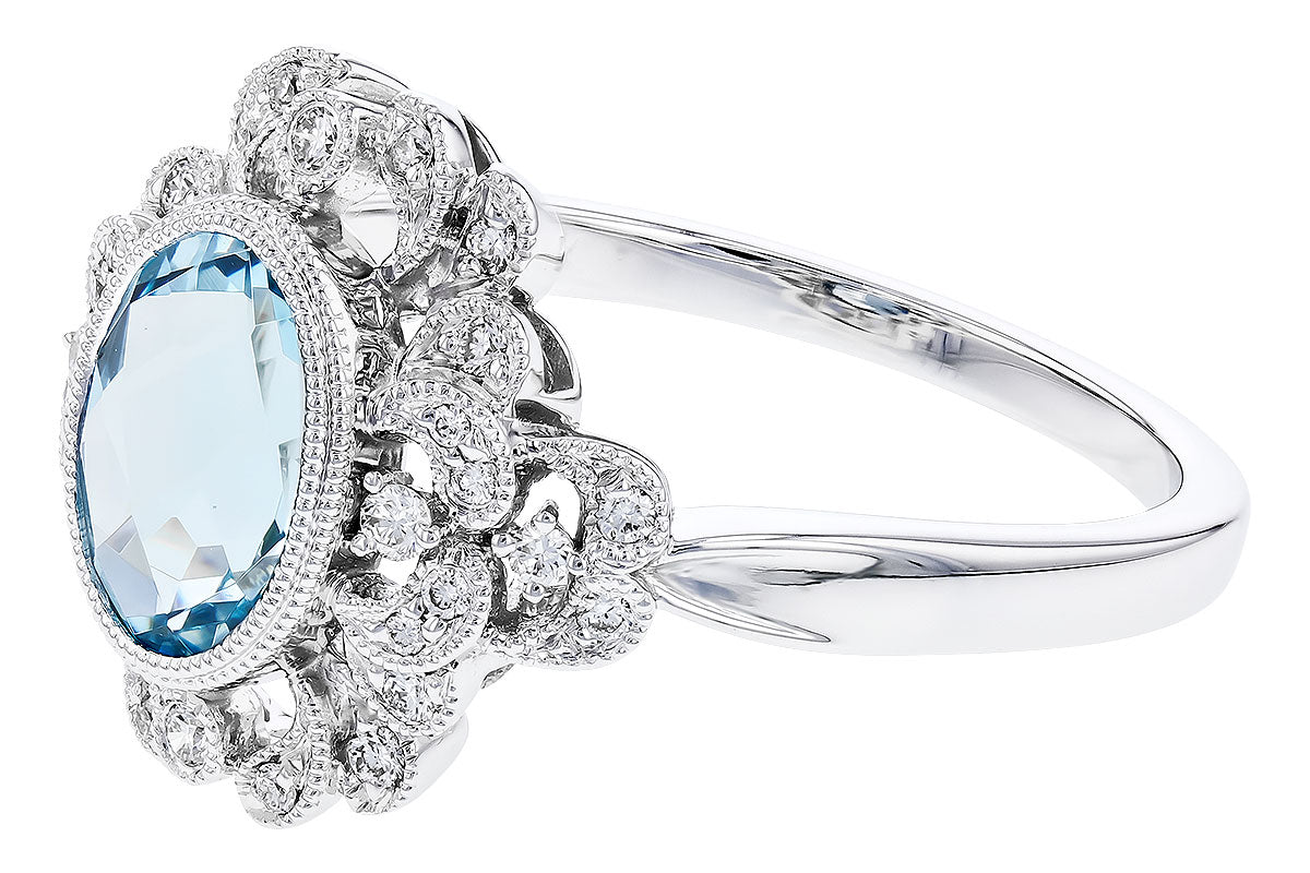 Allison Kaufman Aquamarine & Diamond Ring in 14K White Gold, 1.14 ctw, alternate view