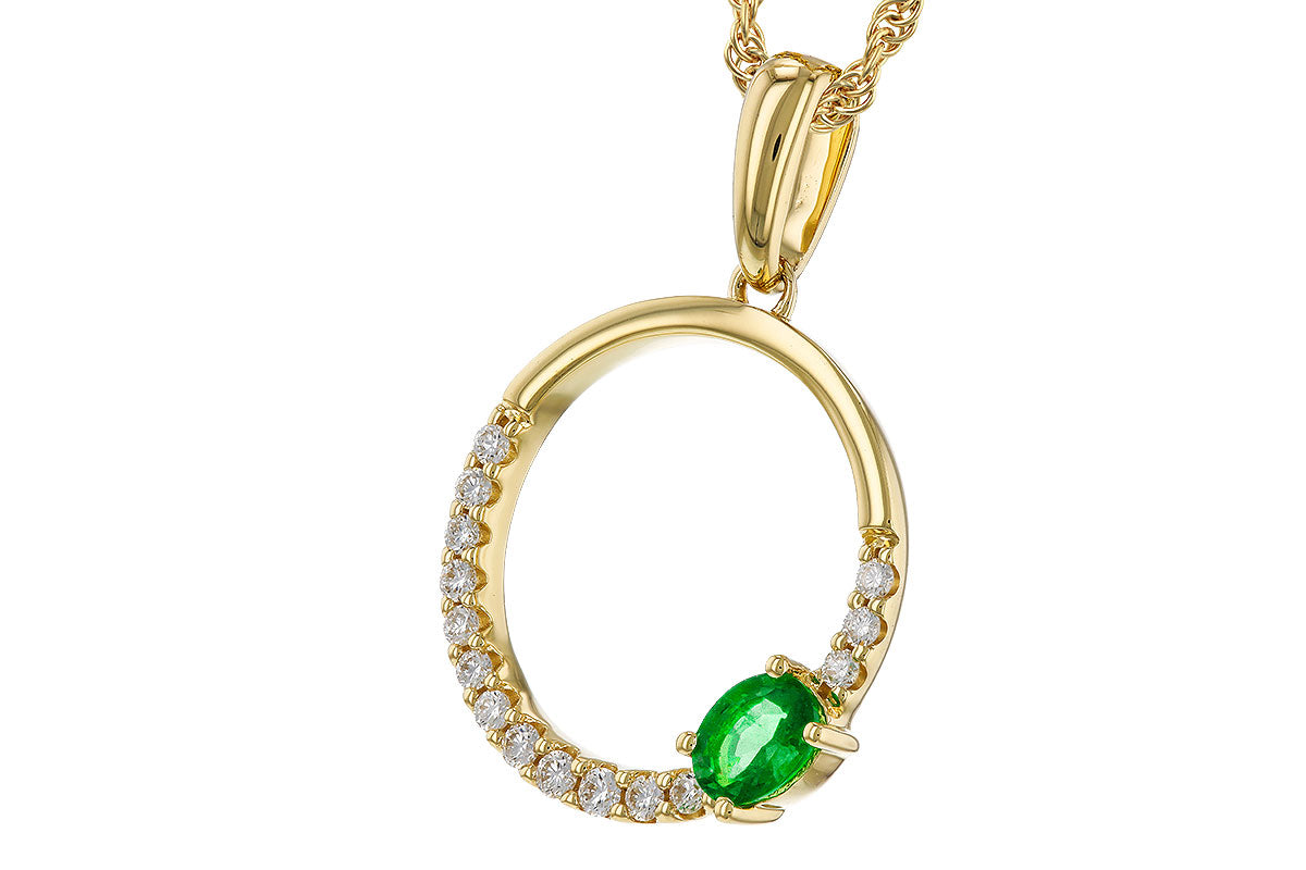 Allison Kaufman Emerald & Diamond Necklace in 14K Yellow Gold, 0.34 ctw (N8590), alternate view