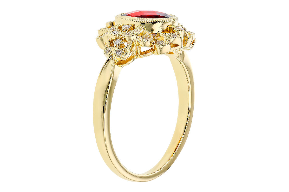 Allison Kaufman Garnet & Diamond Ring in 14K Yellow Gold, 1.56 ctw, alternate view