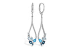 Allison Kaufman Blue Topaz & Diamond Earrings in 14K White Gold, 1.35 ctw