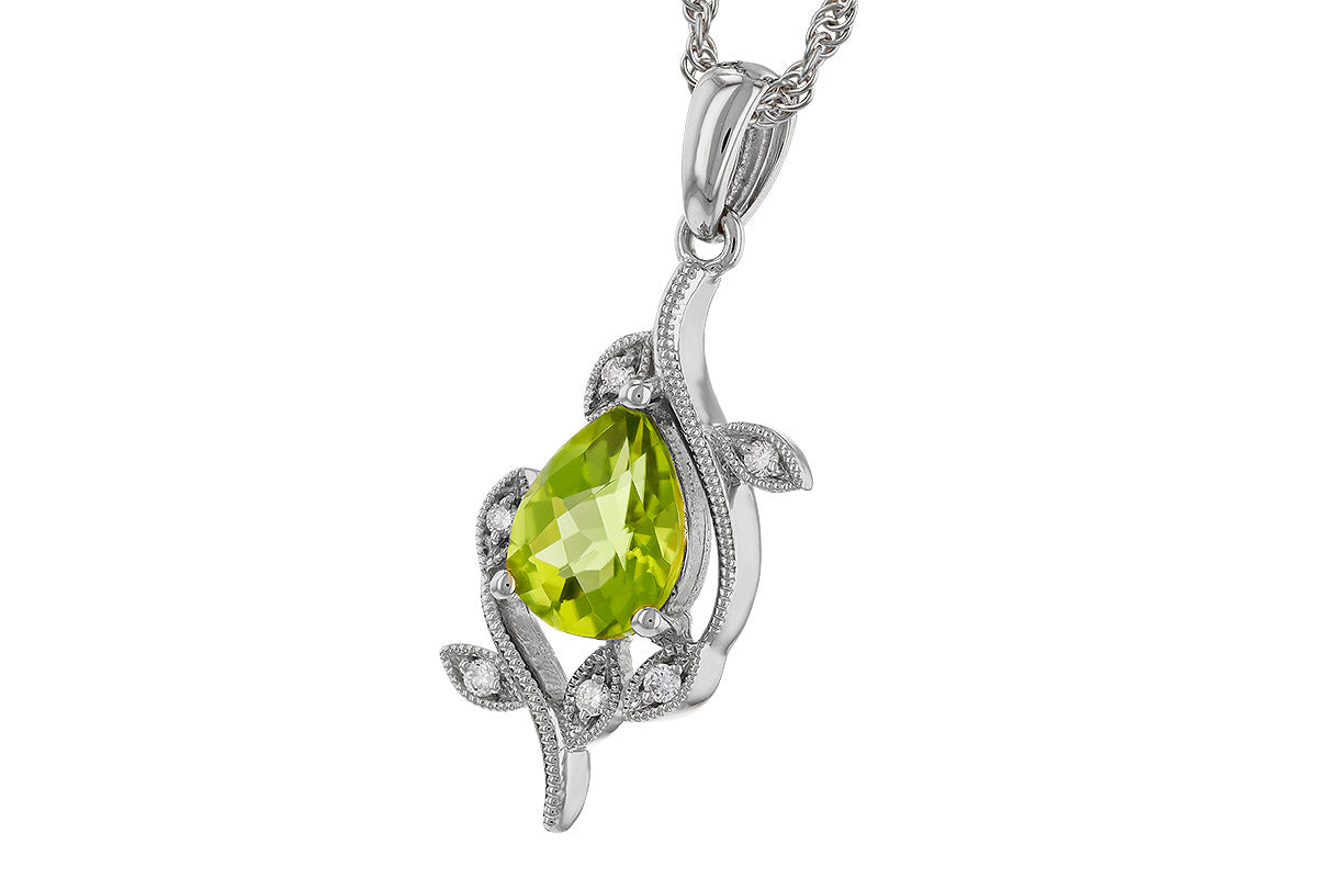 Allison Kaufman Peridot & Diamond Necklace in 14K White Gold, 1.21 ctw, alternate view