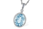 Allison Kaufman Aquamarine & Diamond Necklace in 14K White Gold, 4.28 ctw