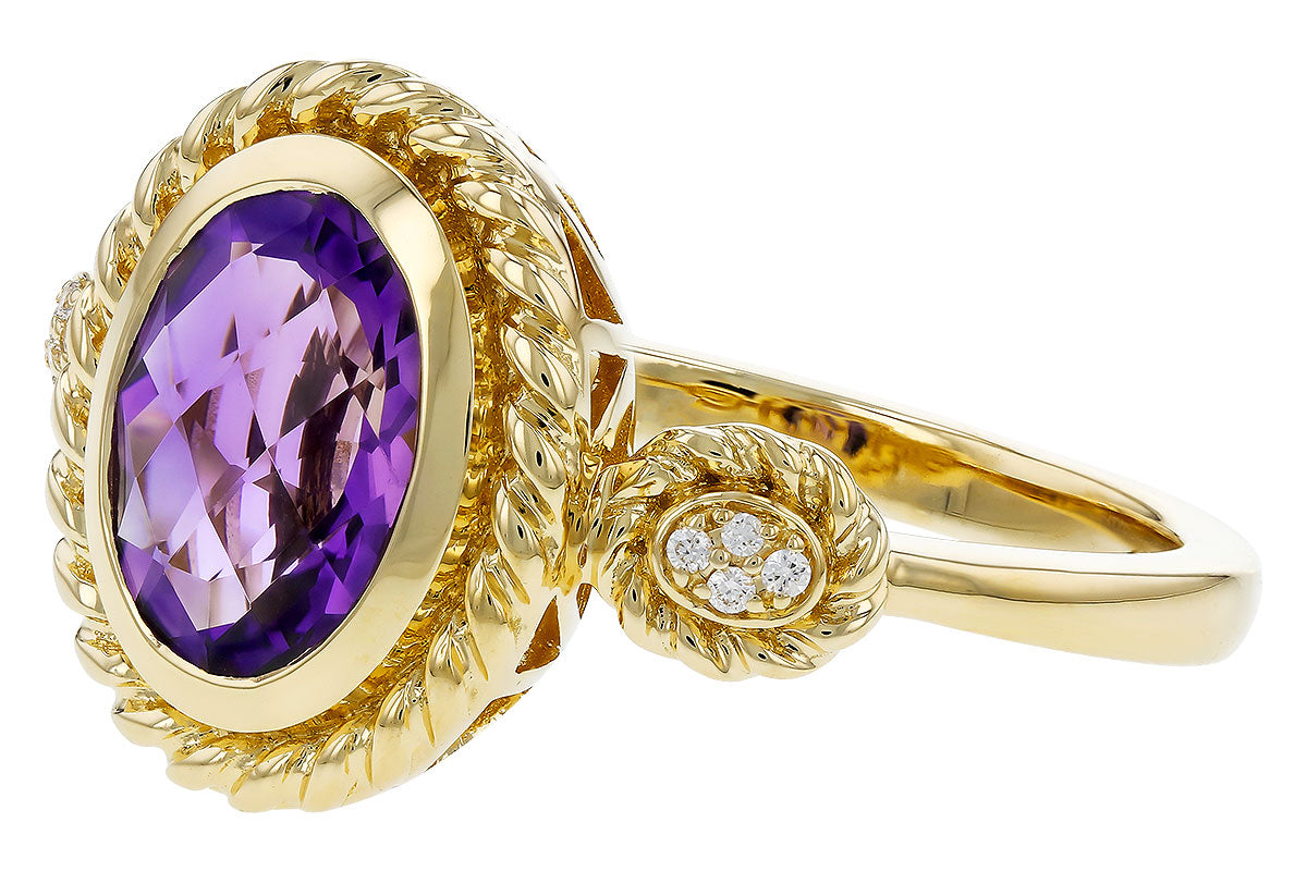 Allison Kaufman Amethyst & Diamond Ring in 14K Yellow Gold, 1.40 ctw, alternate view