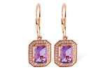 Allison Kaufman Amethyst & Diamond Earrings in 14K Rose Gold, 1.89 ctw