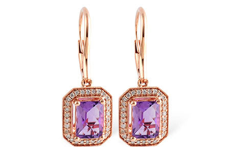Allison Kaufman Amethyst & Diamond Earrings in 14K Rose Gold, 1.89 ctw