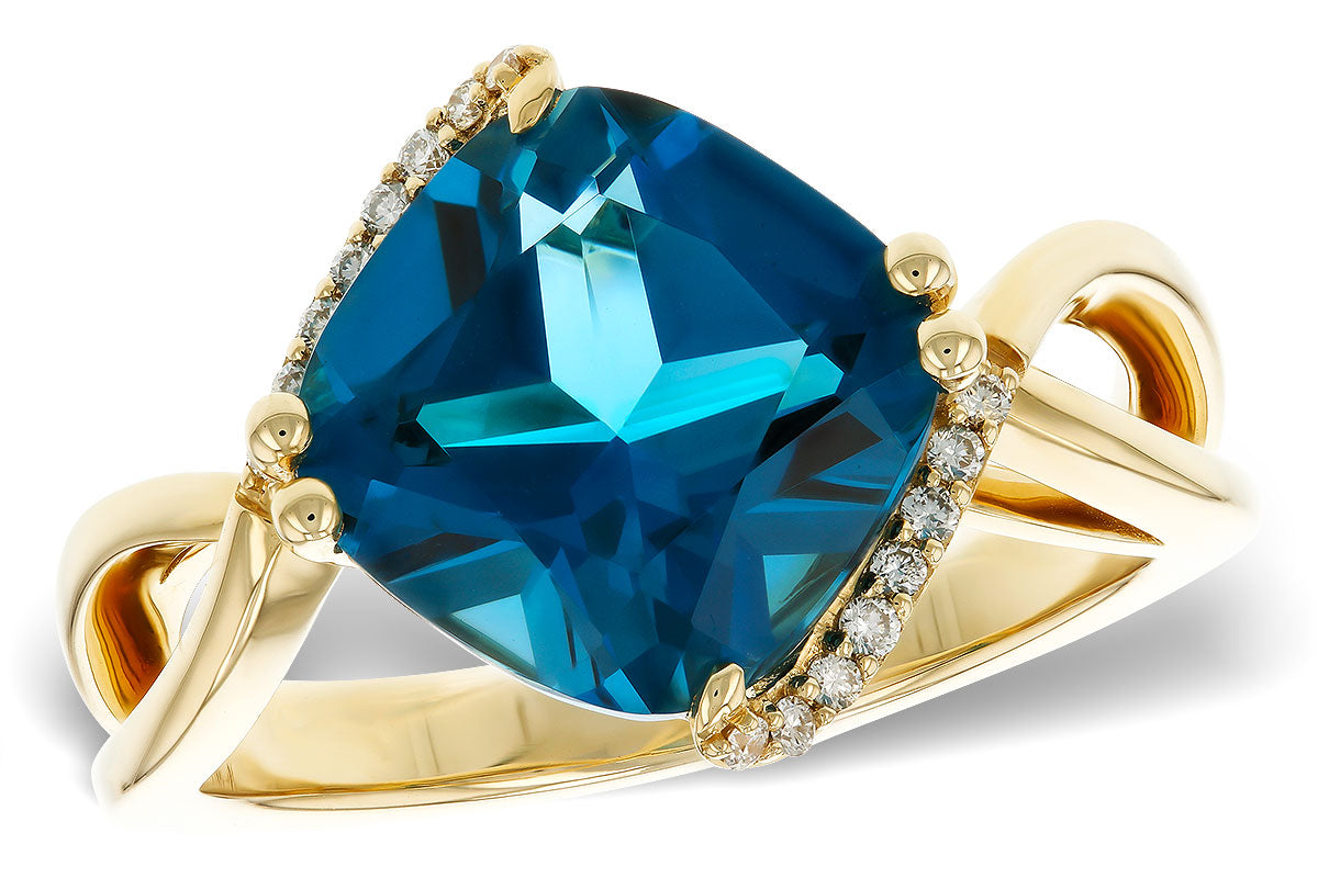 Allison Kaufman London Blue Topaz & Diamond Ring in 14K Yellow Gold, 4.50 ctw