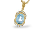 Allison Kaufman Aquamarine & Diamond Necklace in 14K Yellow Gold, 1.54 ctw