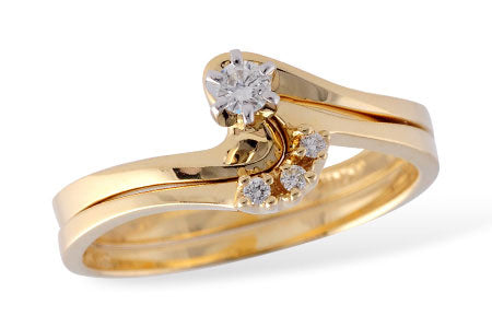 Allison Kaufman Diamond Bridal Set in 14K Yellow Gold, 0.10 ctw (S7500)