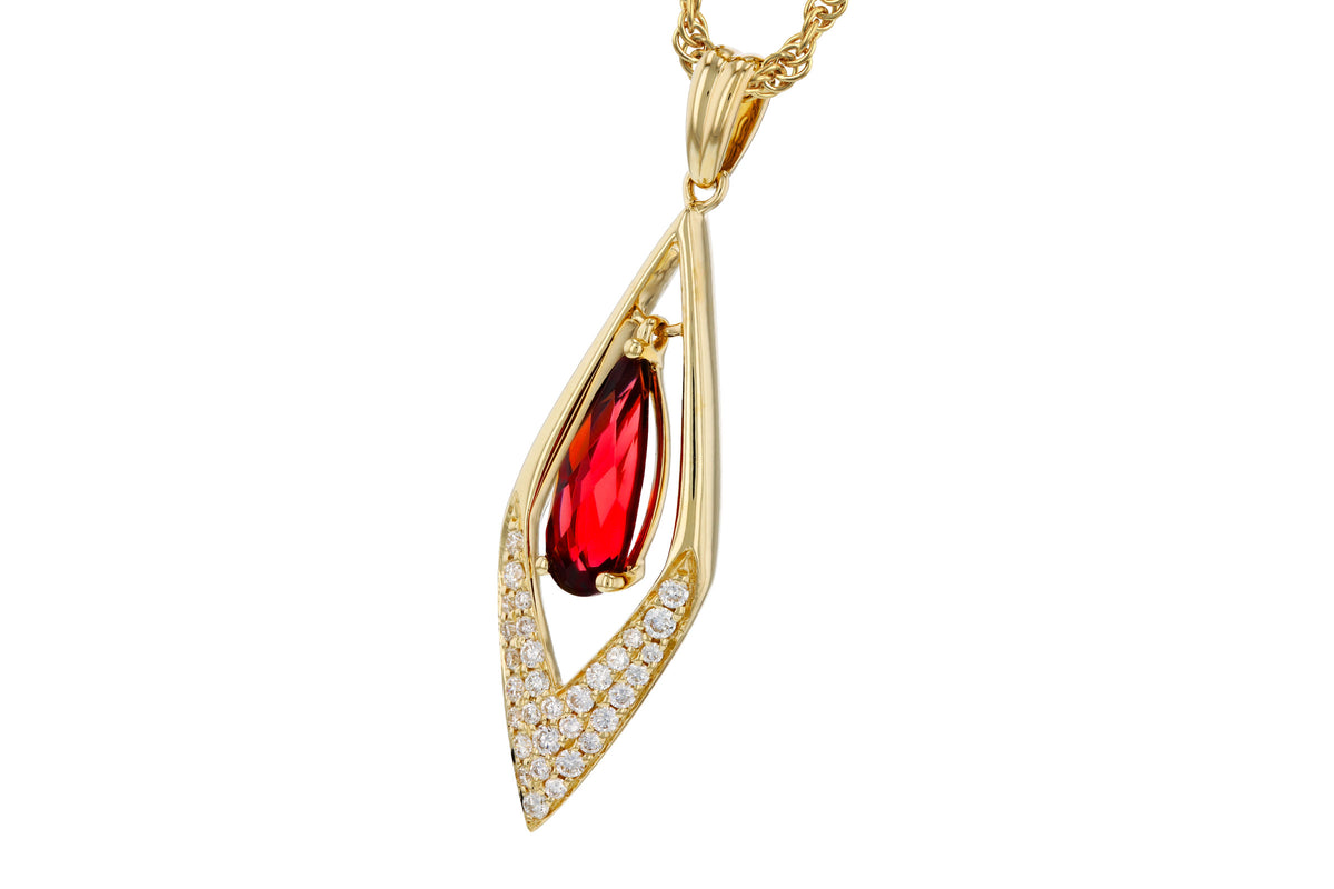 Allison Kaufman Garnet & Diamond Necklace in 14K Yellow Gold, 1.10 ctw, alternate view