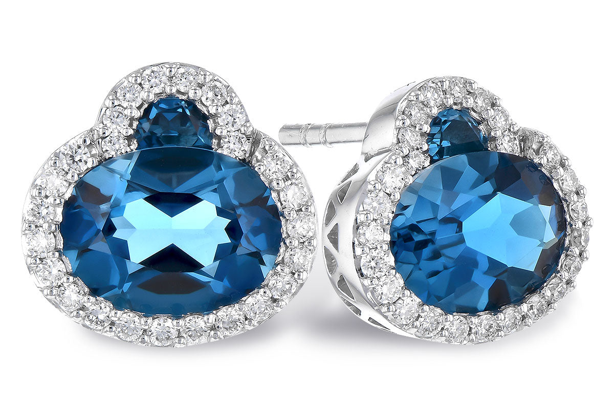 Allison Kaufman London Blue Topaz & Diamond Earrings in 14K White Gold, 2.81 ctw