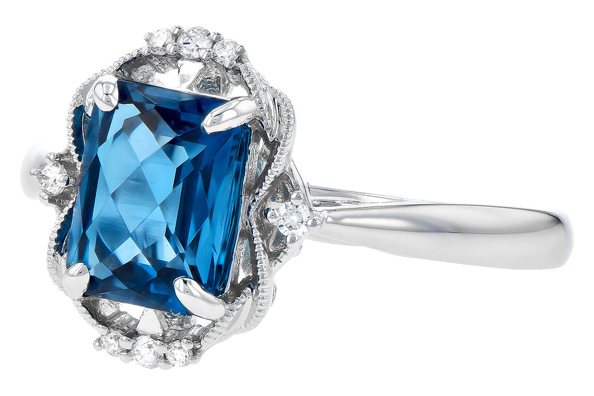 Allison Kaufman London Blue Topaz & Diamond Ring in 14K White Gold, 1.76 ctw, alternate view