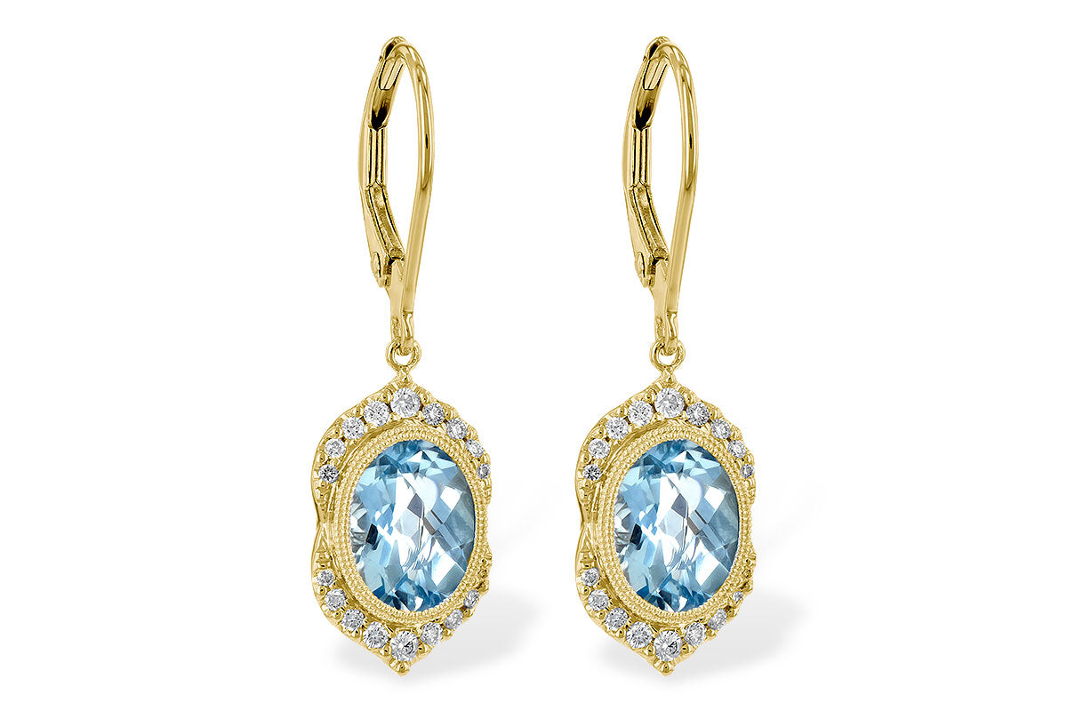 Allison Kaufman Aquamarine & Diamond Earrings in 14K Yellow Gold, 2.43 ctw