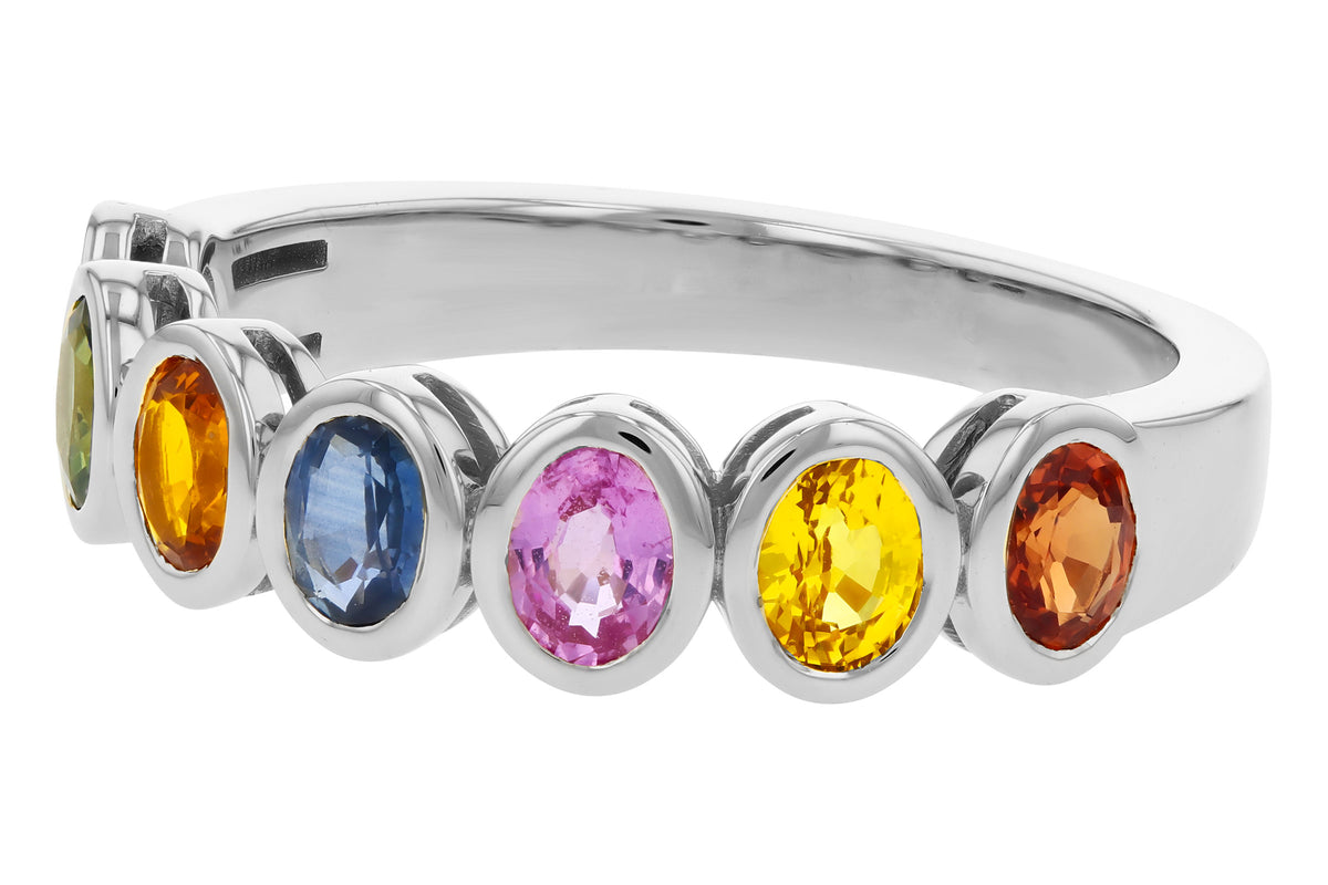 Allison Kaufman Sapphire Wedding Band in 14K White Gold, 1.54 ctw, alternate view