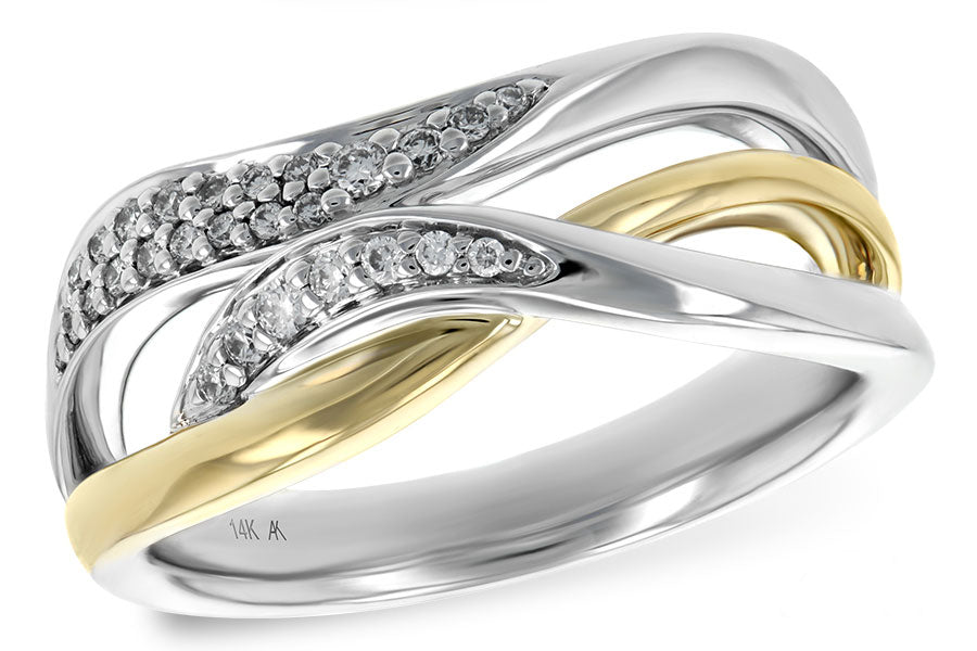 Allison Kaufman Diamond Wedding Band in 14K Two-Tone Gold, 0.15 ctw