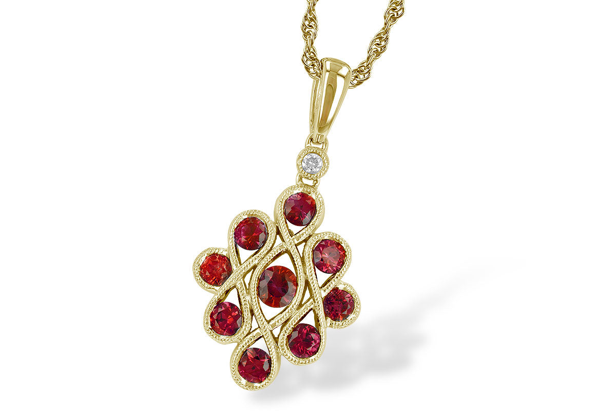 Allison Kaufman Ruby & Diamond Necklace in 14K Yellow Gold, 0.87 ctw