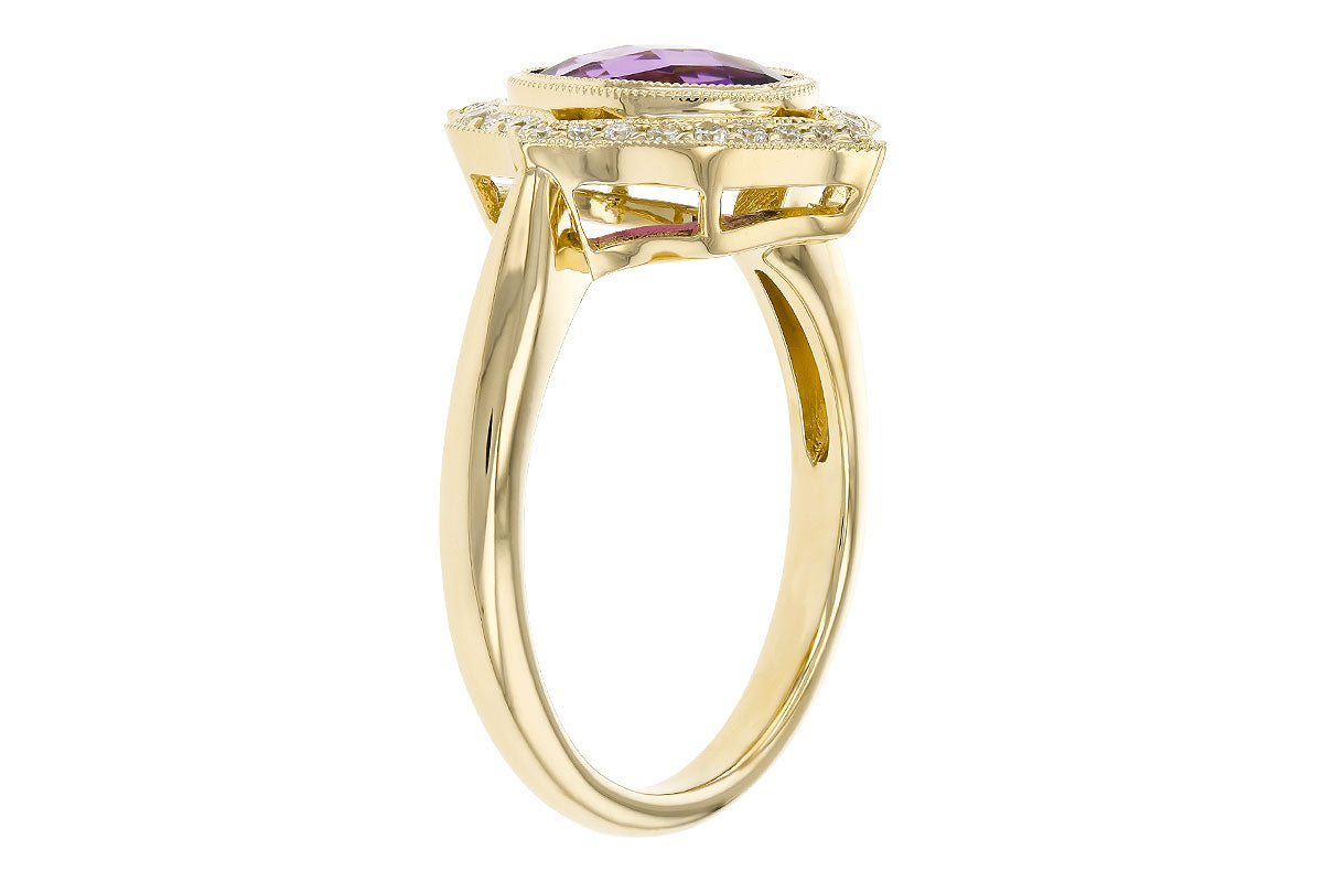 Allison Kaufman Amethyst & Diamond Ring in 14K Yellow Gold, 1.70 ctw, alternate view