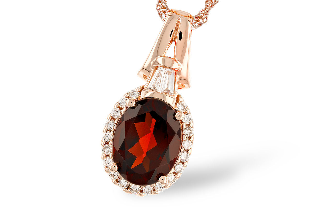 Allison Kaufman Garnet & Diamond Necklace in 14K Rose Gold, 2.02 ctw