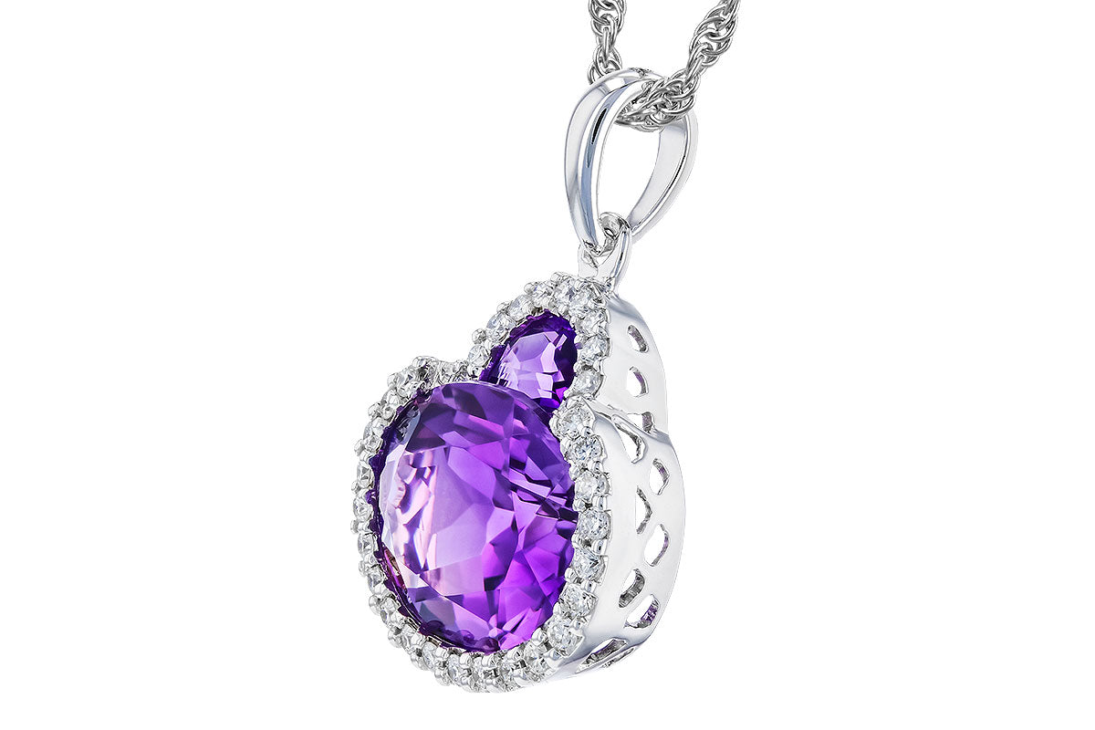 Allison Kaufman Amethyst & Diamond Necklace in 14K White Gold, 2.42 ctw, alternate view
