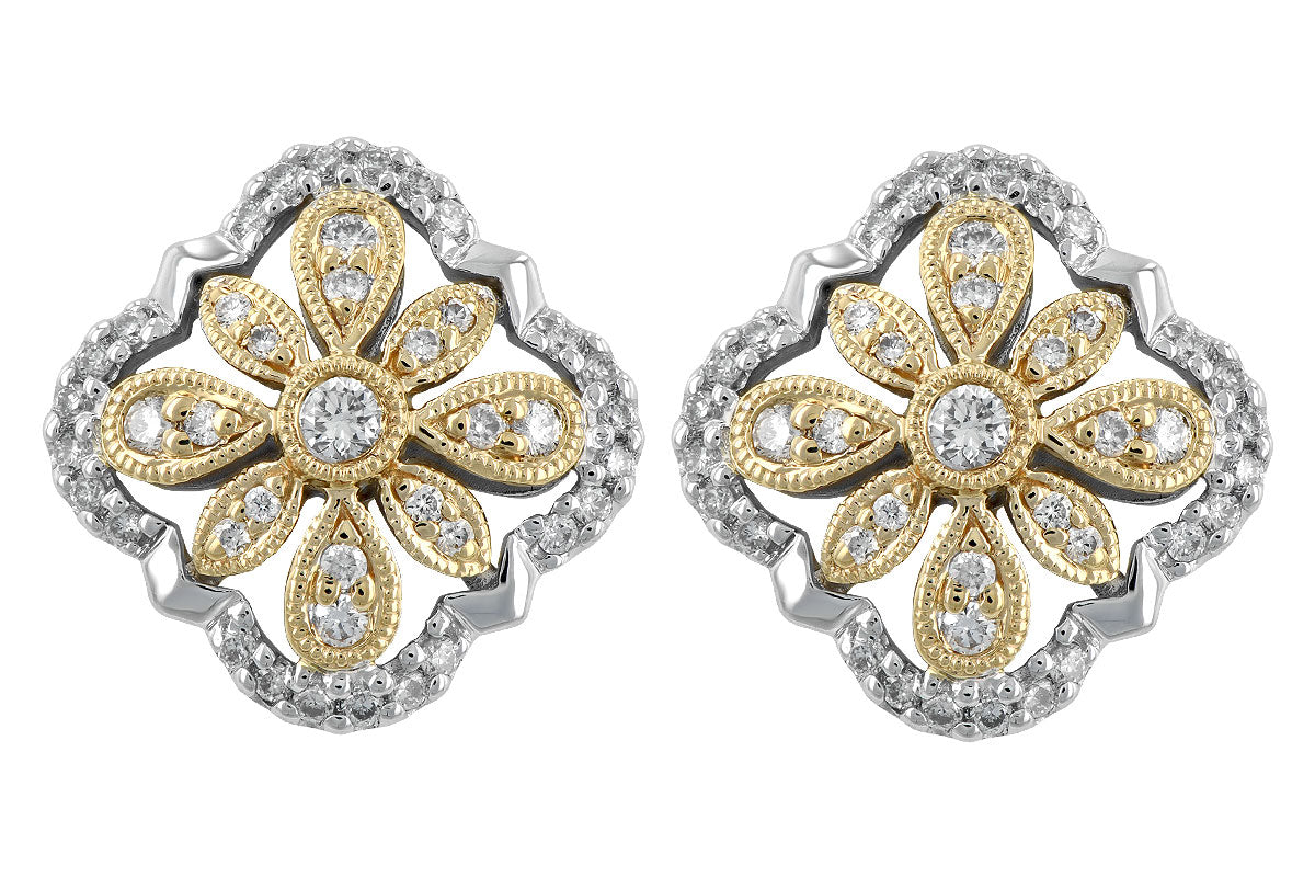 Allison Kaufman Diamond Earrings in 14K Two-Tone Gold, 0.40 ctw, alternate view