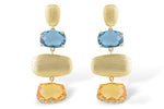 Allison Kaufman Blue Topaz, Citrine & Diamond Earrings in 14K Yellow Gold, 9.30 ctw