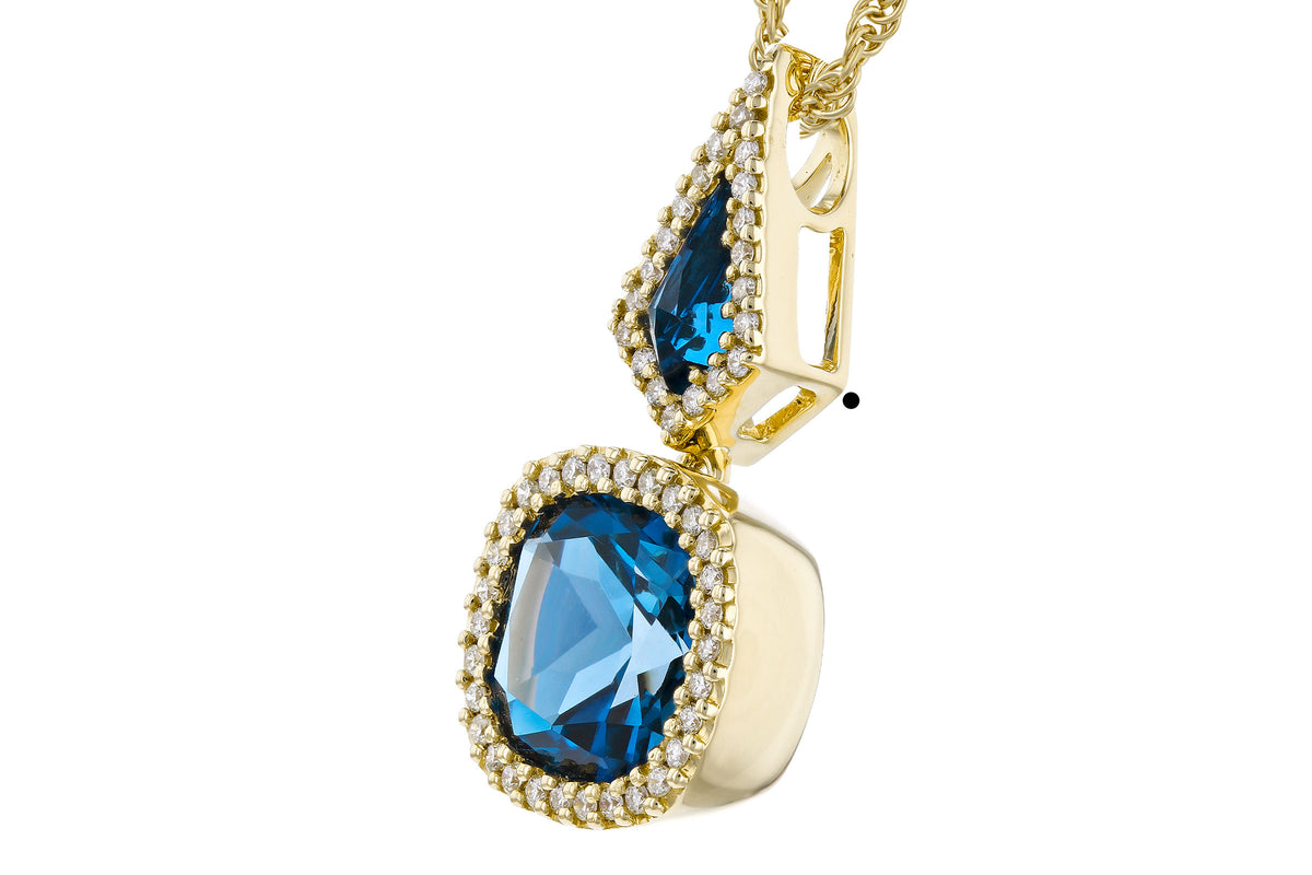 Allison Kaufman London Blue Topaz & Diamond Necklace in 14K Yellow Gold, 2.40 ctw (N8397), alternate view
