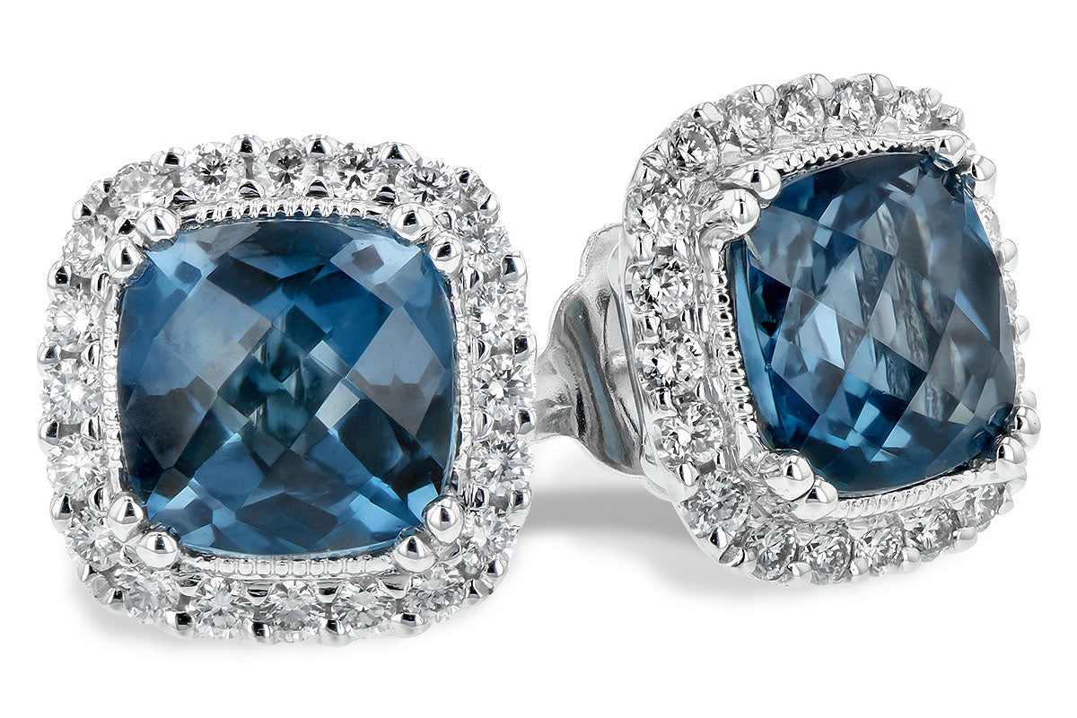Allison Kaufman London Blue Topaz & Diamond Earrings in 14K White Gold, 2.40 ctw