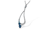Allison Kaufman Blue Topaz & Diamond Necklace in 14K White Gold, 1.00 ctw