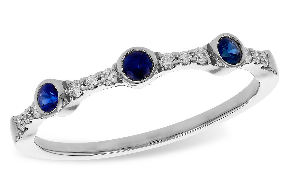 Allison Kaufman Sapphire & Diamond Wedding Band in 14K White Gold, 0.25 ctw