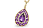 Allison Kaufman Amethyst & Diamond Necklace in 14K Yellow Gold, 2.05 ctw