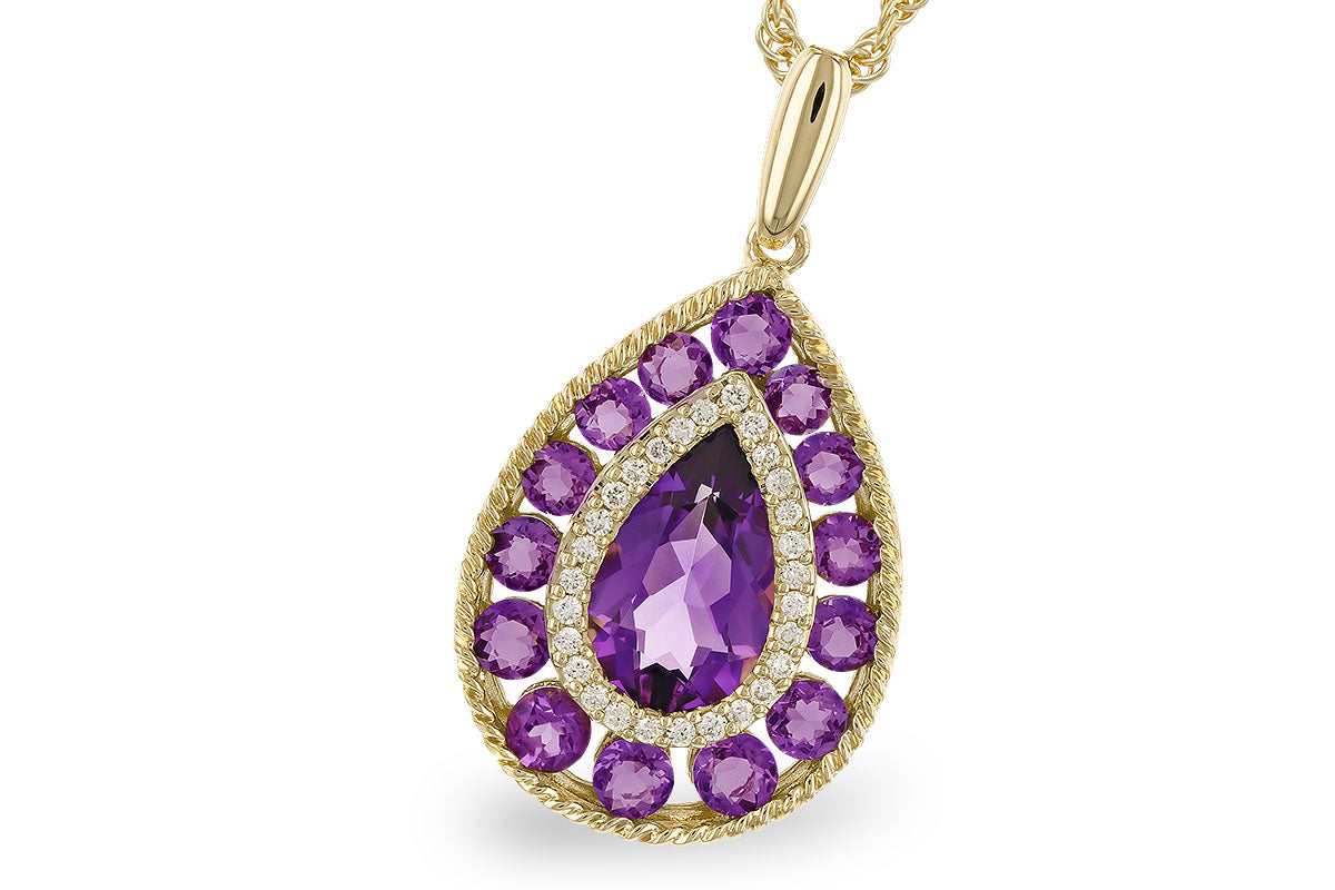 Allison Kaufman Amethyst & Diamond Necklace in 14K Yellow Gold, 2.05 ctw