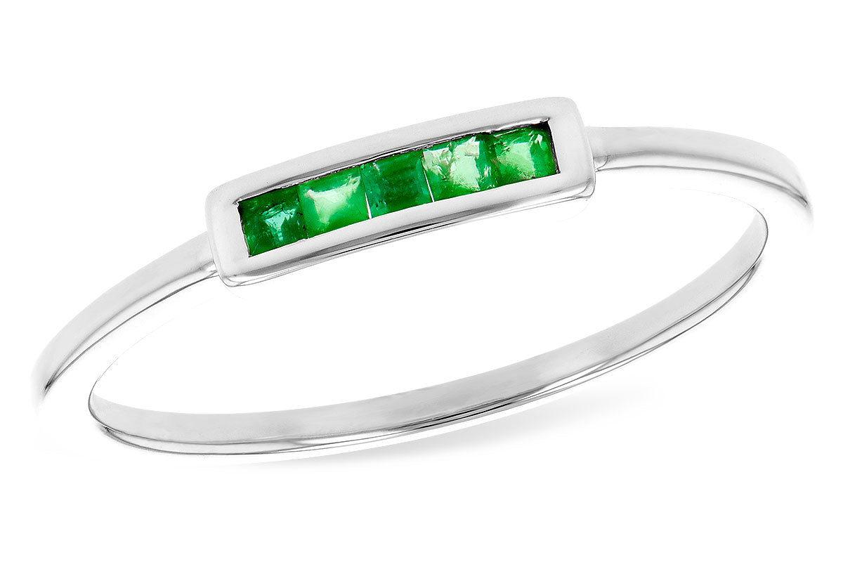 Allison Kaufman Emerald Ring in 14K White Gold, 0.10 ctw