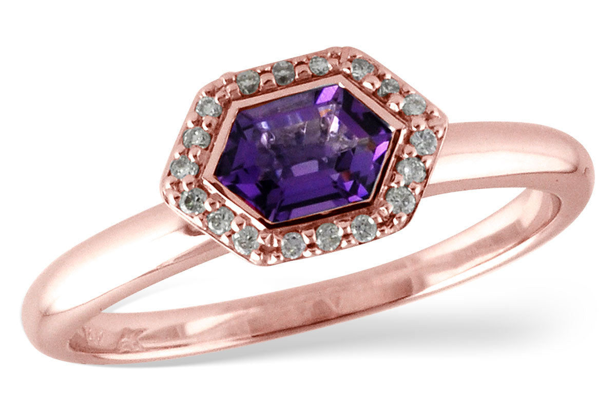 Allison Kaufman Amethyst & Diamond Ring in 14K Rose Gold, 0.46 ctw