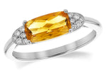 Allison Kaufman Citrine & Diamond Ring in 14K White Gold, 1.18 ctw