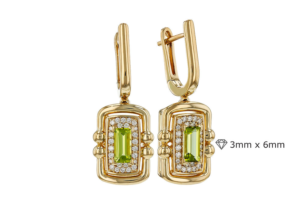 Allison Kaufman Peridot & Diamond Earrings in 14K Yellow Gold, 0.88 ctw, alternate view