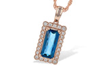 Allison Kaufman London Blue Topaz & Diamond Necklace in 14K Rose Gold, 1.70 ctw (N8172)