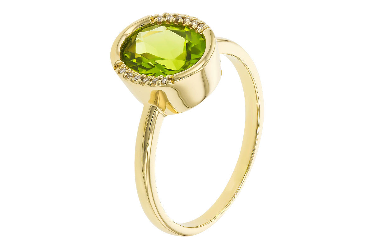 Allison Kaufman Peridot & Diamond Ring in 14K Yellow Gold, 1.75 ctw, alternate view